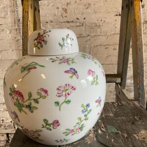 Floral Ceramic Vase with Lid